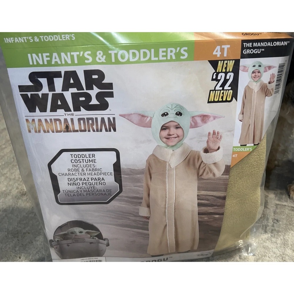 New Star Wars Mandalorian GROGU Toddler Costume Sz 4T Child Baby Yoda Halloween